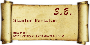 Stamler Bertalan névjegykártya